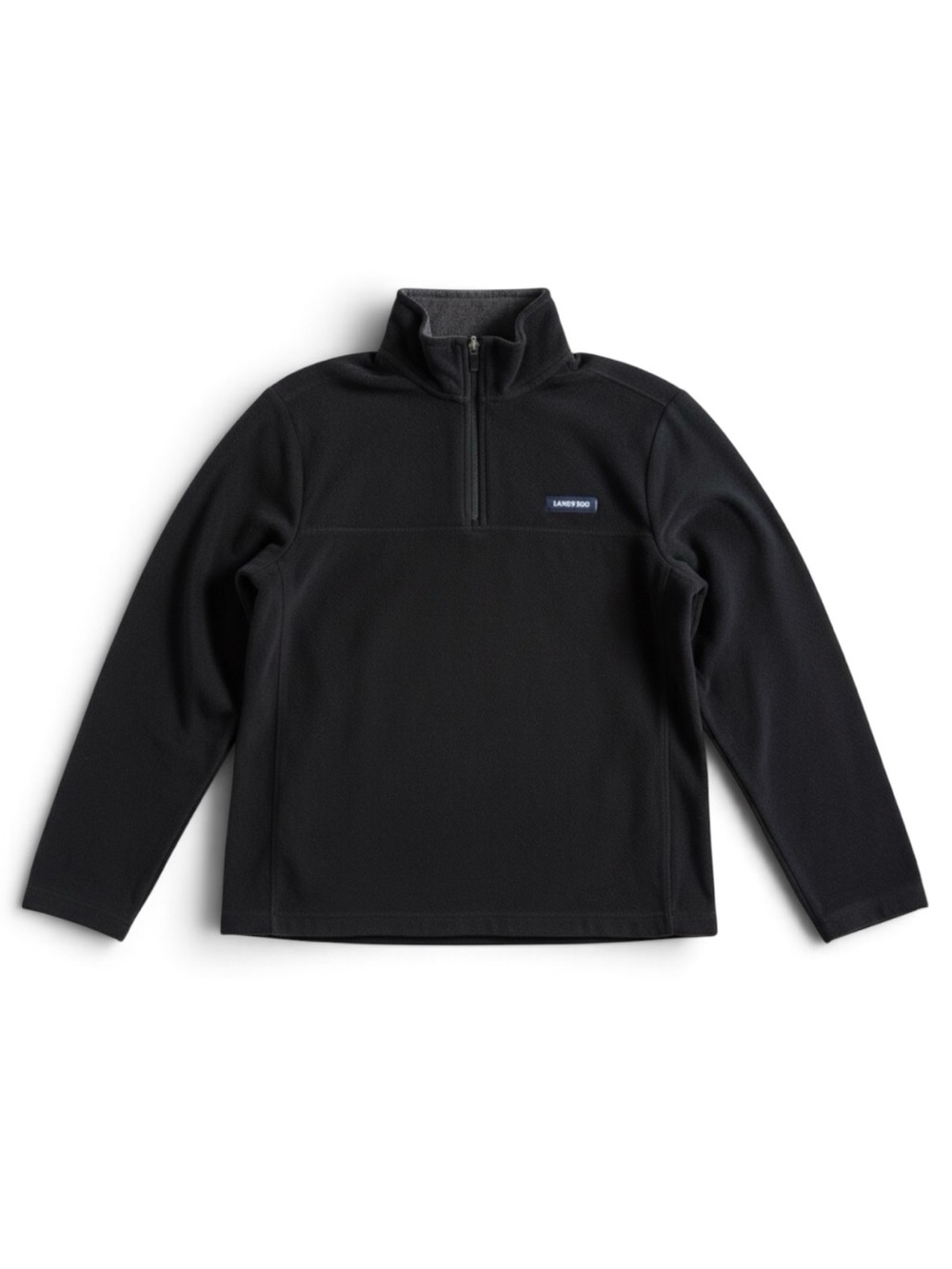 Lands’ End Fleece Quarter Zip Pullover Cozy Outdoor Layer Travel Casual Black M
